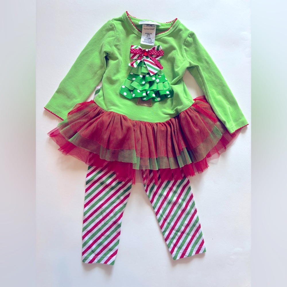 Allison Ann 12m Christmas tree outfit Green and red
